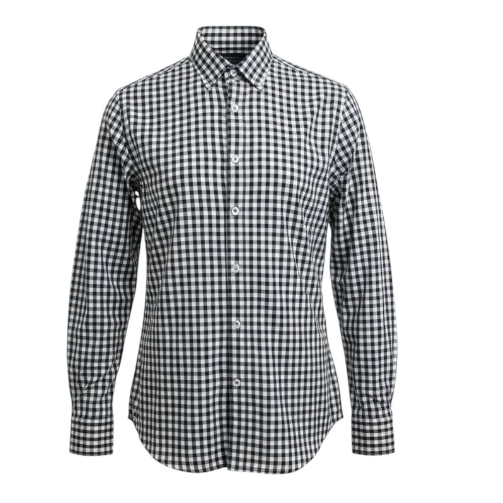 🏙 American Apparel S – Navy‎ Gingham Plaid Button-Up – Minimal Streetwear Flex